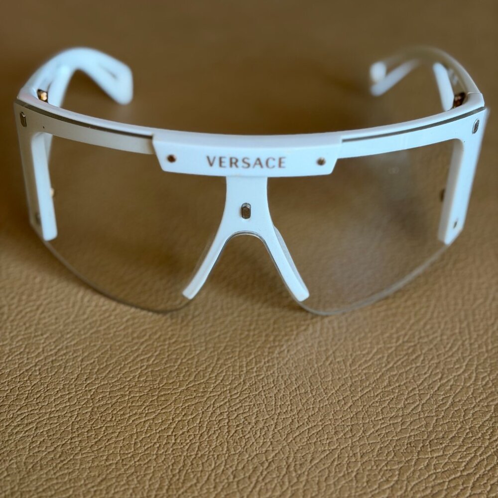 Versace Sheild White Oversized Sunglasses 4393 Interchangeable - Picture 2 of 9